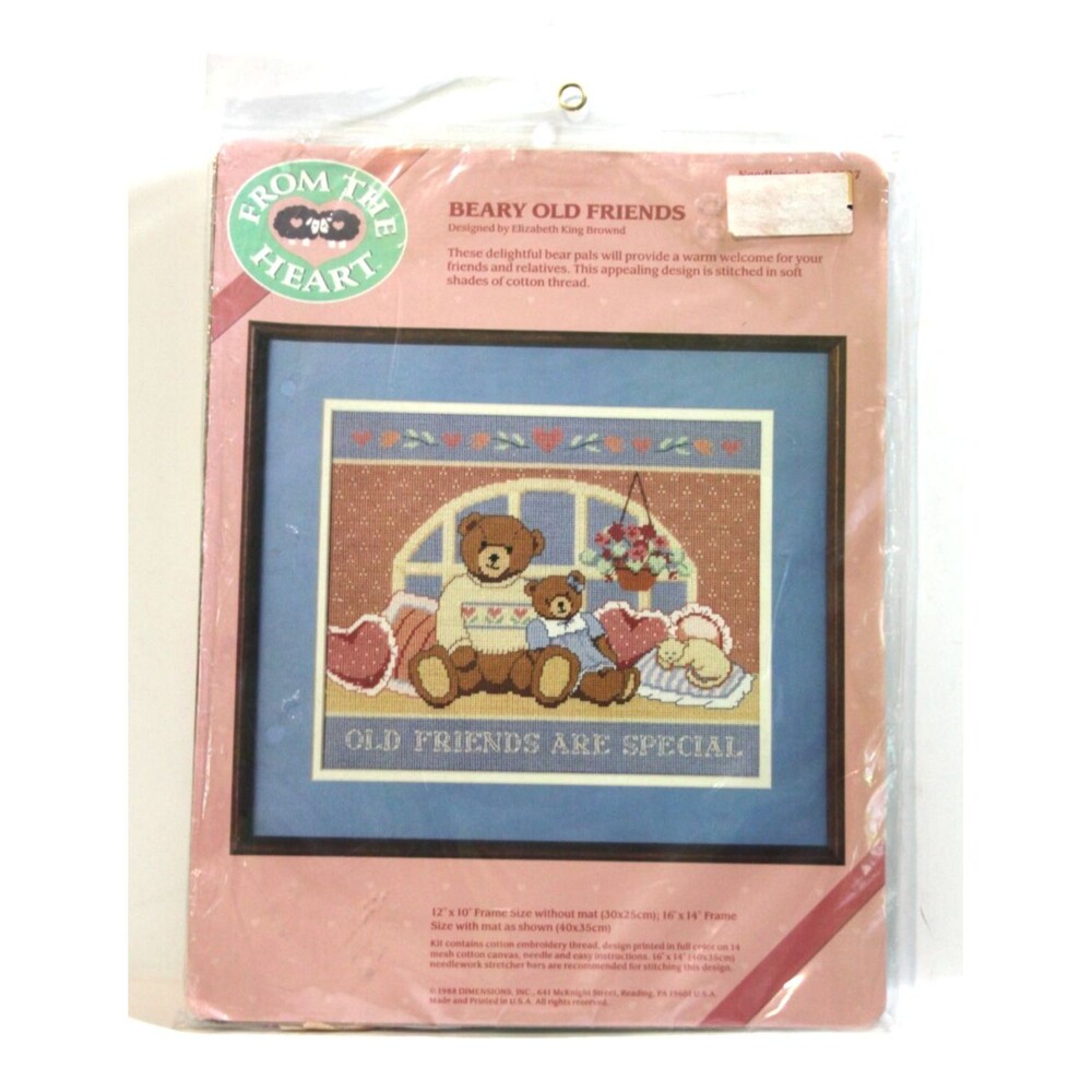 Dimensions Needlepoint Kit 52027  Beary Old Friends  12"x10" Vintage 1988 New